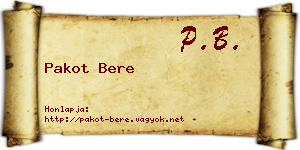 Pakot Bere névjegykártya